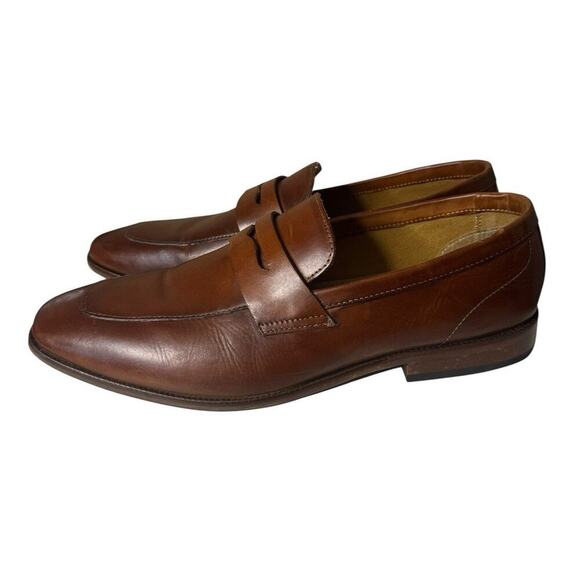 Steve Madden Dalton Penny Loafers Leather Size 10.5 Cognac Brown Old Money